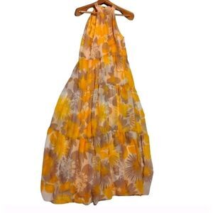 Trina Turk Banded High Neck Sunglasses Keyhole Tiered Dress Halter Floral Lined